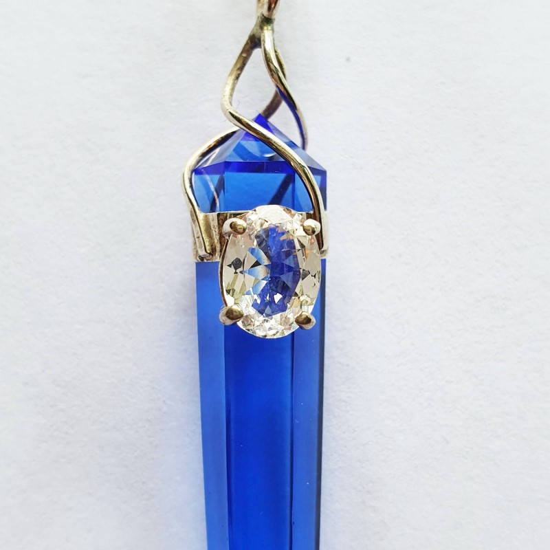 Siberian Blue Quartz Pendant With 925 Sterling Silver Necklace