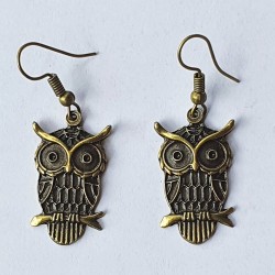 Owl Earrings - Brass Coloured
