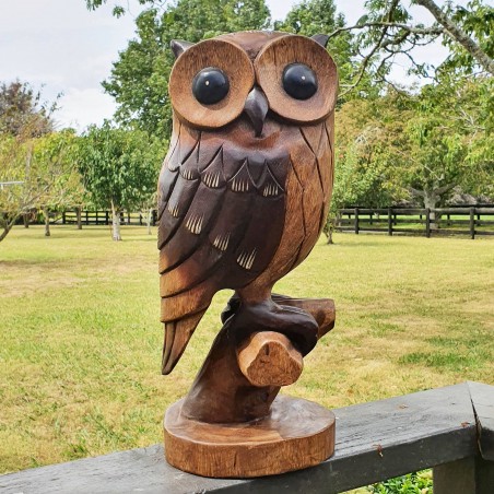 Large Owl Power Animal Statue - Hand carved