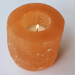Orange Selenite Cylinder Candle Holder