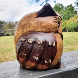 Fat Owl Power Animal Statue - Hand carved