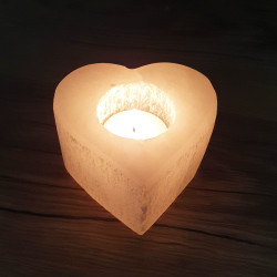 Selenite Heart Candle Holder - inari.co.nz
