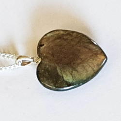 Labradorite Heart Pendant with Sterling Silver Chain