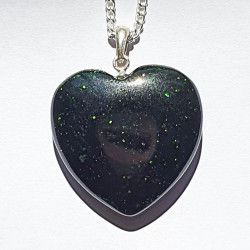 Green Sandstone Heart Pendant - Sterling Silver - inari.co.nz