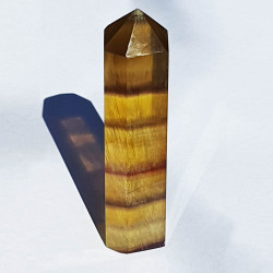 Golden Banded Fluorite Obelisk - New Earth Crystal - 14.3cm - inari.co.nz