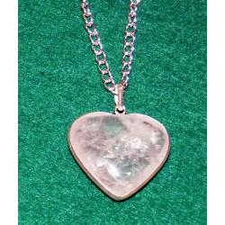 Rose Quartz Heart - Sterling Silver Pendant