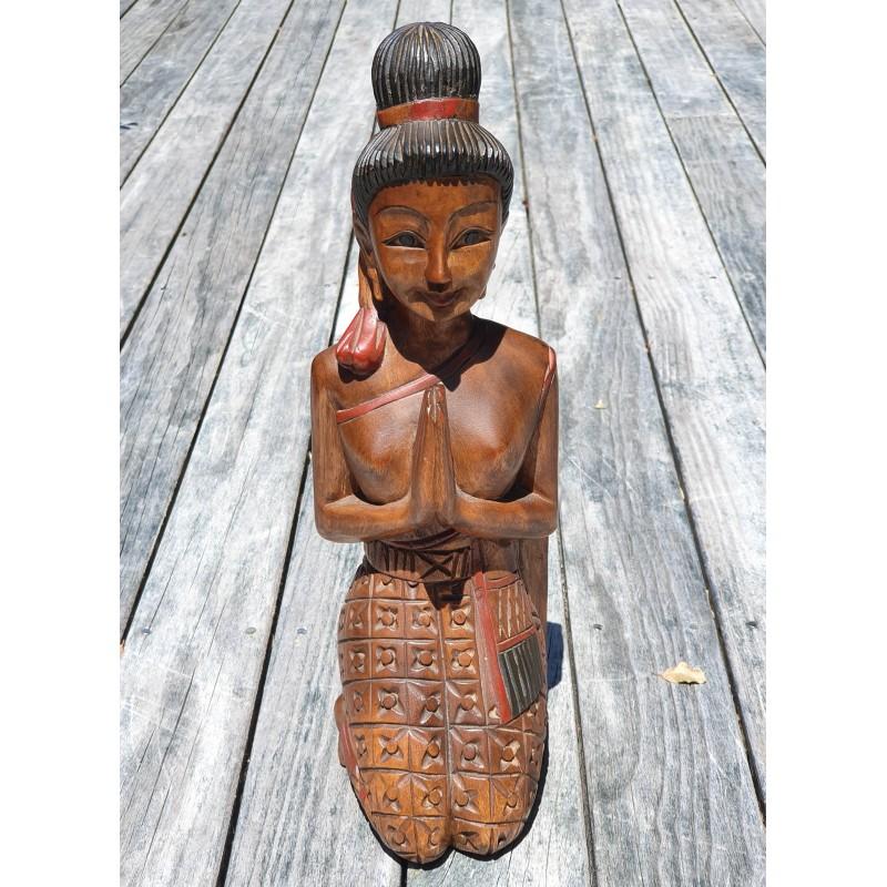 Lady Statue - Hand Carved Wood