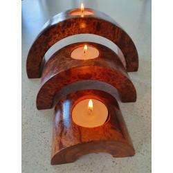 Wooden Three Layered Tea Light Candle Set