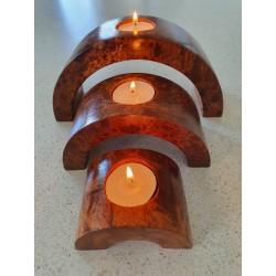 Wooden Three Layered Tea Light Candle Set